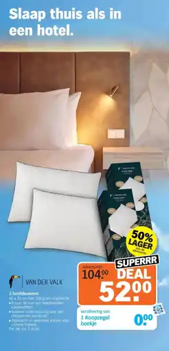 Albert Heijn Van der valk 2 hoofdkussens aanbieding