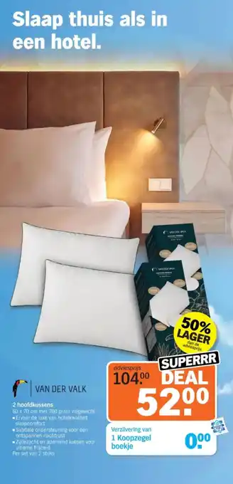 Albert Heijn Van der valk 2 hoofdkussens aanbieding