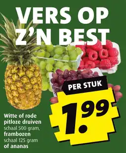 Boni Witte of rode pitloze druiven, frambozen of ananas aanbieding