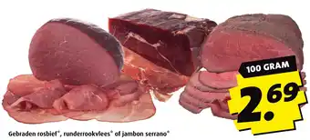 Boni Gebraden rosbief, runderrookvlees of jambon serrano aanbieding