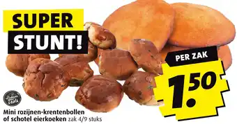 Boni Mini rozijnen krentenbollen of schotel eierkoeken aanbieding