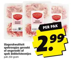 Boni Slagerskwaliteit spekreepjes gerookt of ongerookt of spek dobbelsteentjes aanbieding