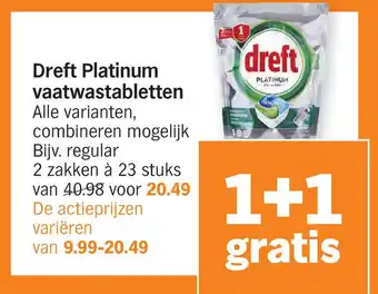 Albert Heijn Dreft Platinum vaatwastabletten aanbieding