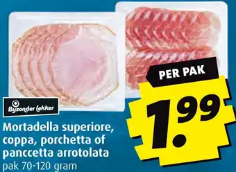 Boni Mortadella superiore, coppa, porchetta of panccetta arrotolata aanbieding