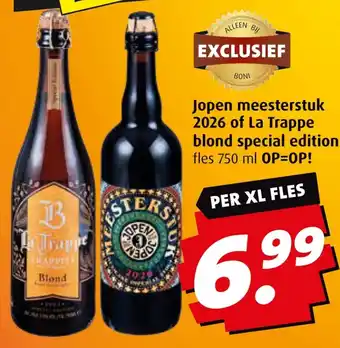 Boni Jopen meesterstuk 2026 of La Trappe blond special edition aanbieding