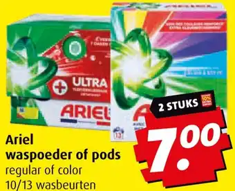 Boni Ariel waspoeder of pods aanbieding