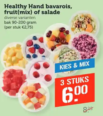 Coop Healthy Hand bavarois, fruit(mix) of salade aanbieding