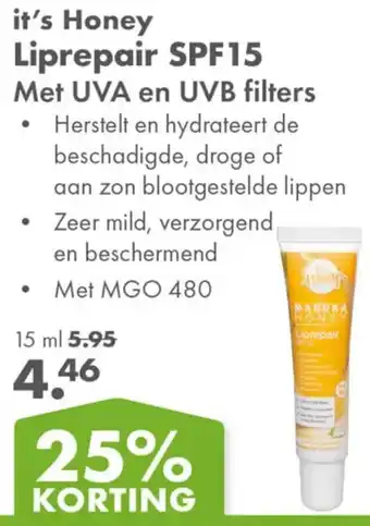 Gezond & Wel it's Honey Liprepair SPF 15 aanbieding
