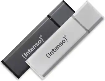 Bol.com (Intenso) Alu Line USB-stick - 32GB - USB 2.0 - zilver/antraciet - 2-PACK aanbieding