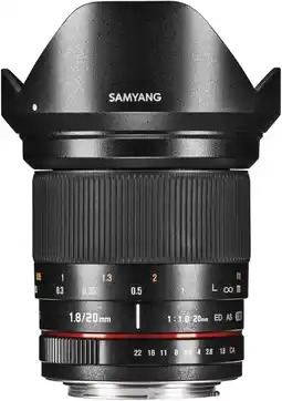 Amazon Samyang DSLR Sony E 20/1,8 objectief, handmatige scherpstelling, groothoeklens, zwart aanbieding