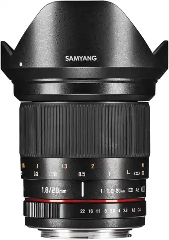 Amazon Samyang DSLR Sony E 20/1,8 objectief, handmatige scherpstelling, groothoeklens, zwart aanbieding