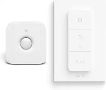 Amazon Philips Hue Combipack - Hue Bewegingssensor voor Binnen en Dimmer Switch - Eenvoudige Installatie aanbieding