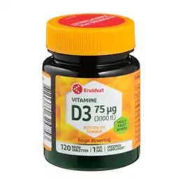 Kruidvat Kruidvat Vitamine D3 75ug Kauwtabletten aanbieding