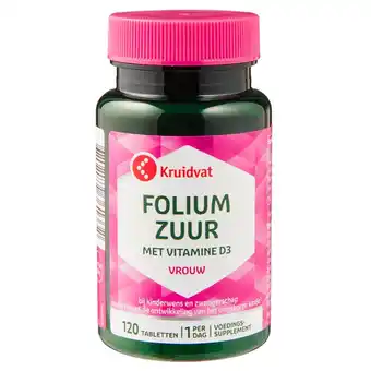 Kruidvat Kruidvat Foliumzuur met Vitamine D3 Tabletten aanbieding