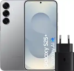 Coolblue Samsung Galaxy S25 Plus 256GB Zilver 5G + Samsung Oplader 25 Watt Zwart aanbieding
