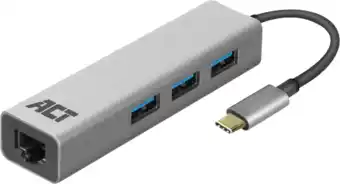 Coolblue ACT USB-C 3-poorts hub met ethernet aanbieding