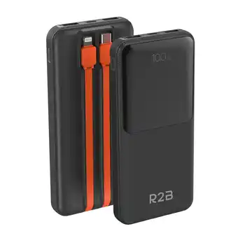 ANWB R2B Powerbank 10000 mAh met Ingebouwde Kabels Zwart aanbieding