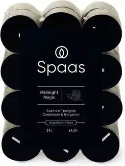 Intratuin Spaas geurkaars Essential collection Midnight Magic blauw 4,5 uur D 3,5 H 1,6 cm 24 stuks aanbieding