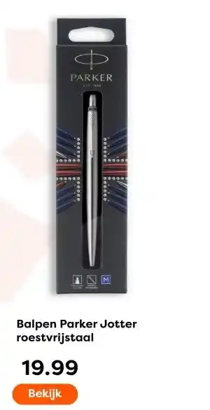 The Read Shop Balpen Parker Jotter roestvrijstaal aanbieding