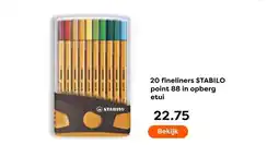 The Read Shop 20 fineliners STABILO point 88 in opberg etui aanbieding