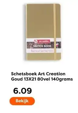 The Read Shop Schetsboek Art Creation Goud 13X21 80vel 140grams aanbieding