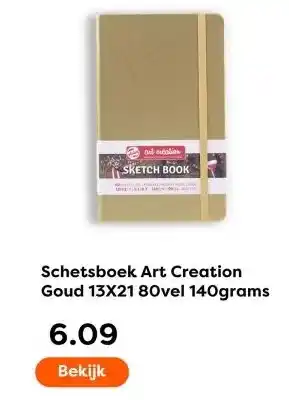 The Read Shop Schetsboek Art Creation Goud 13X21 80vel 140grams aanbieding