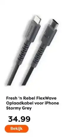 The Read Shop Fresh 'n Rebel FlexWave Oplaadkabel voor iPhone Stormy Grey aanbieding