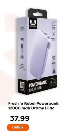 The Read Shop Fresh 'n Rebel Powerbank 12000 mah Dramy Lilac aanbieding