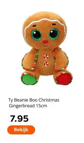 The Read Shop Ty Beanie Boo Christmas Gingerbread 15cm aanbieding