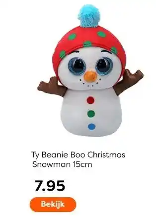 The Read Shop Ty Beanie Boo Christmas Snowman 15cm aanbieding