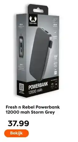 The Read Shop Fresh n Rebel Powerbank 12000 mah Storm Grey aanbieding