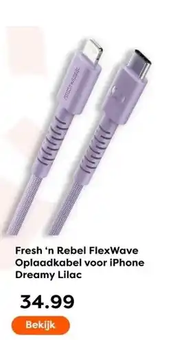 The Read Shop Fresh 'n Rebel FlexWave Oplaadkabel voor iPhone Dreamy Lilac aanbieding