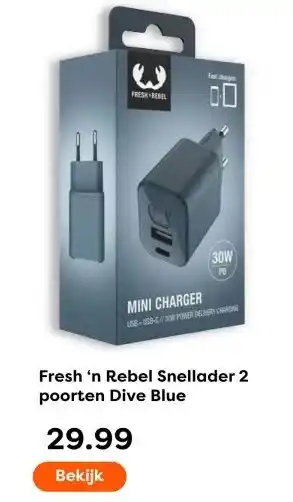 The Read Shop Fresh 'n Rebel Snellader 2 poorten Dive Blue aanbieding