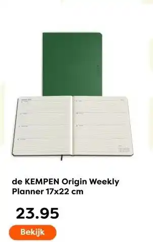 The Read Shop de KEMPEN Origin Weekly Planner 17x22 cm aanbieding
