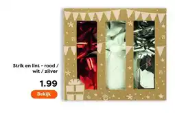 The Read Shop Strik en lint - rood / wit/zilver aanbieding
