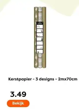 The Read Shop Kerstpapier - 3 designs - 2mx70cm aanbieding
