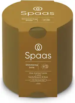 Intratuin Spaas geurkaars Essential collection Shimmering Smile beige 55 uur D 10 H 10 cm aanbieding
