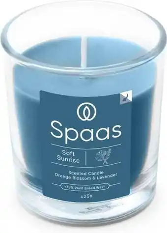 Intratuin Spaas geurkaars Essential collection Soft Sunrise blauw 25 uur D 7,3 H 8,3 cm aanbieding