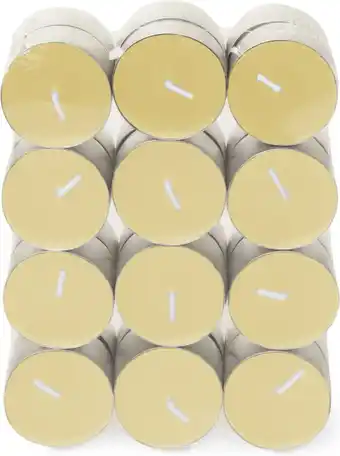 Intratuin Spaas geurkaars Essential collection Shimmering Smile beige 4,5 uur D 3,9 H 1,6 cm 24 stuks aanbieding