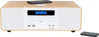 Amazon Thomson MIC201IBT HiFi-installatie (CD-speler, radio, MP3, USB), inductielader, houtkleuren en wit aanbieding