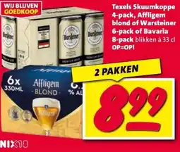 Nettorama Texels Skuumkoppe 4-pack, Affligem blond of Warsteiner 6-pack of Bavaria aanbieding