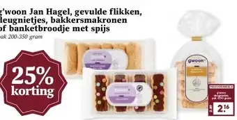MCD Supermarkt g'woon Jan Hagel, gevulde flikken, deugnietjes, bakkersmakronen of banketbroodje met spijs aanbieding