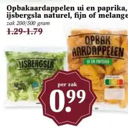 MCD Supermarkt Opbakaardappelen ui en paprika, ijsbergsla naturel, fijn of melange aanbieding