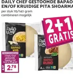 MCD Supermarkt DAILY CHEF GESTOOMDE BAPAO EN/OF KRUIDIGE PITA SHOARMA aanbieding