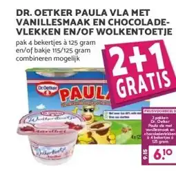 MCD Supermarkt DR. OETKER PAULA VLA MET VANILLESMAAK EN CHOCOLADE- VLEKKEN EN/OF WOLKENTOETJE aanbieding