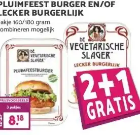 MCD Supermarkt DE VEGETARISCHE SLAGER PLUIMFEEST BURGER EN/OF LECKER BURGERLIJK aanbieding