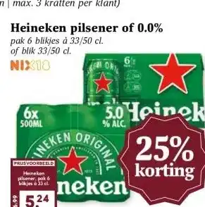 MCD Supermarkt Heineken pilsener of 0.0% aanbieding
