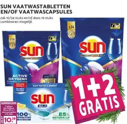 MCD Supermarkt SUN VAATWASTABLETTEN EN/OF VAATWASCAPSULES aanbieding