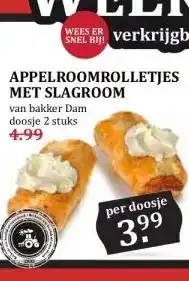MCD Supermarkt APPELROOMROLLETJES MET SLAGROOM aanbieding
