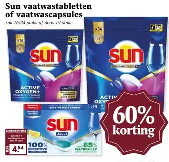 MCD Supermarkt Sun vaatwastabletten of vaatwascapsules aanbieding